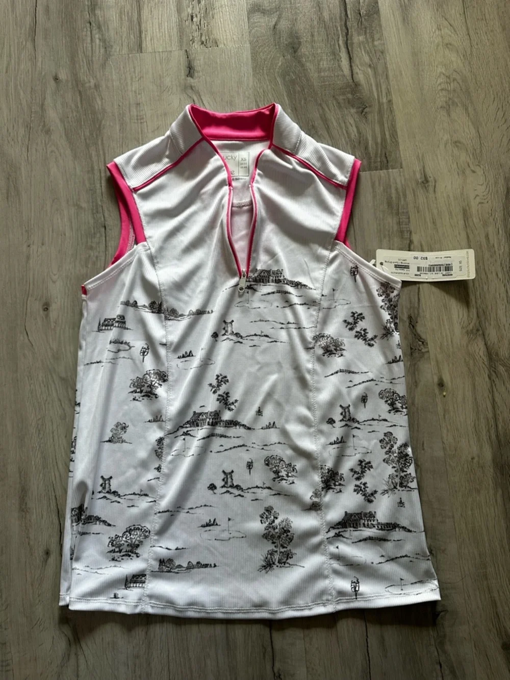 NWT Lucky in Love White Scenic Print Golf/Tennis Set with Pink Hem - Picture 5 of 7